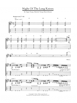 page one of Night Of The Long Knives (Guitar Tab)