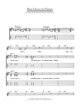 page one of Shot Down In Flames (Guitar Tab)