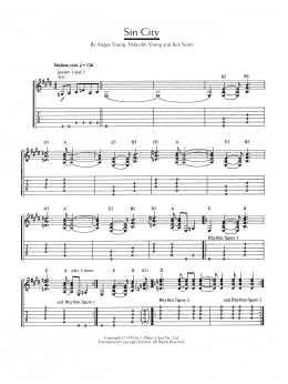 page one of Sin City (Guitar Tab)
