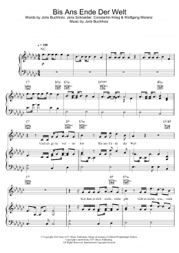 page one of Bis Ans Ende Der Welt (Piano, Vocal & Guitar Chords)