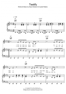 page one of Testify (featuring Crystal Waters) (Piano, Vocal & Guitar Chords)
