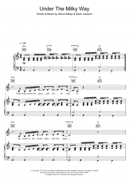 page one of Under The Milky Way (Piano, Vocal & Guitar Chords)