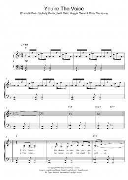 page one of You're The Voice (Easy Piano)