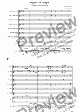 page one of Fugue #2 in F major - for Clarinet Choir