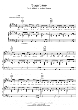 page one of Sugarcane (Piano, Vocal & Guitar Chords)