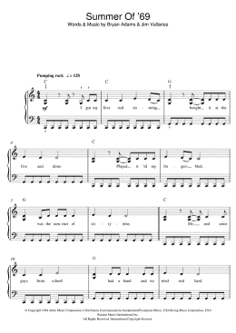 page one of Summer Of '69 (Beginner Piano (Abridged))