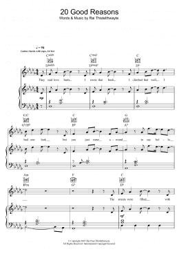 page one of 20 Good Reasons (Piano, Vocal & Guitar Chords)