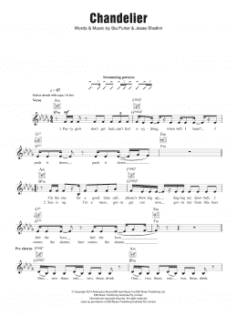 page one of Chandelier (Lead Sheet / Fake Book)