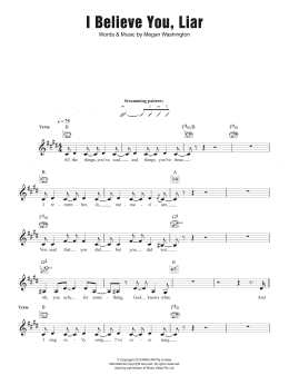 page one of I Believe You Liar (Lead Sheet / Fake Book)