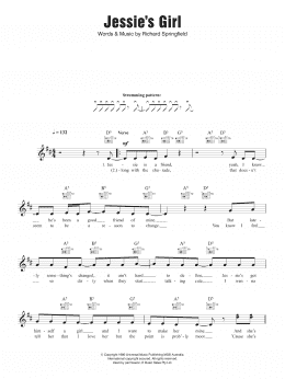 page one of Jessie's Girl (Lead Sheet / Fake Book)