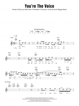 page one of You're The Voice (Lead Sheet / Fake Book)