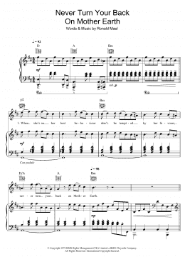 page one of Never Turn Your Back On Mother Earth (Piano, Vocal & Guitar Chords)
