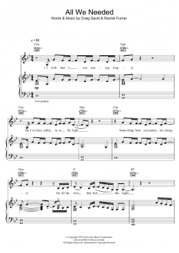 page one of All We Needed (Piano, Vocal & Guitar Chords)