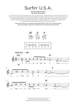 page one of Surfin' U.S.A. (Beginner Ukulele)
