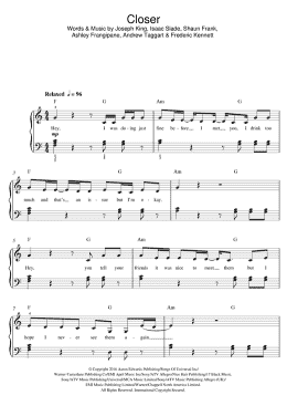 page one of Closer (feat. Halsey) (Beginner Piano (Abridged))