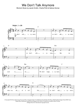 page one of We Don't Talk Anymore (feat. Selena Gomez) (Beginner Piano (Abridged))