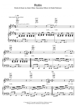 page one of Rollin (featuring Future) (Piano, Vocal & Guitar Chords)
