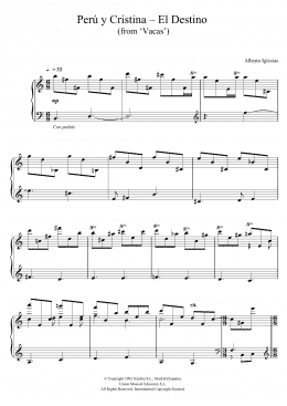 page one of Peru y Cristina - El Destino (from "Vacas") (Piano Solo)