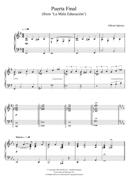 page one of Puerta Final (from "La Mala Educacion") (Piano Solo)
