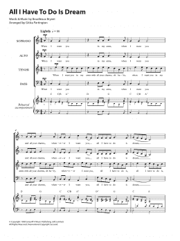 page one of All I Have To Do Is Dream (arr. Gitika Partington) (SATB Choir)