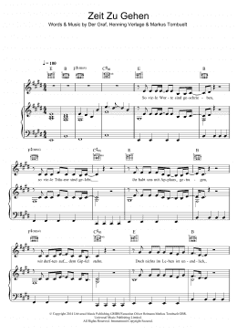 page one of Zeit Zu Gehen (Piano, Vocal & Guitar Chords)