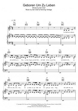 page one of Geboren Um Zu Leben (Piano, Vocal & Guitar Chords)