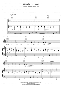 page one of Words Of Love (Piano, Vocal & Guitar Chords)