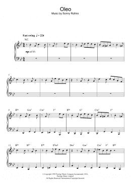 page one of Oleo (Piano Solo)
