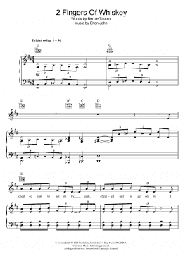 page one of 2 Fingers Of Whiskey (Piano, Vocal & Guitar Chords)