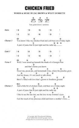 page one of Chicken Fried (Guitar Chords/Lyrics)