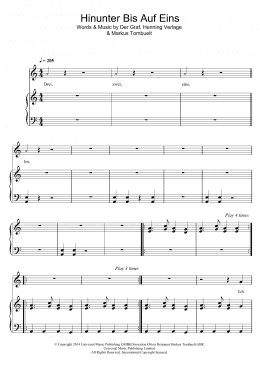 page one of Hinunter Bis Auf Eins (Piano, Vocal & Guitar Chords)