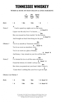 page one of Tennessee Whiskey (Guitar Chords/Lyrics)