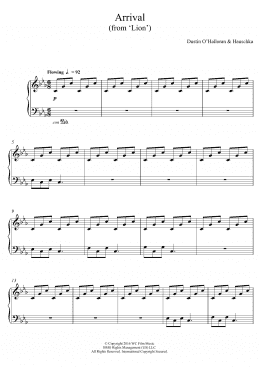 page one of Arrival (from Lion) (Piano Solo)