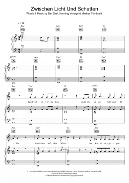 page one of Zwischen Licht und Schatten (Piano, Vocal & Guitar Chords)