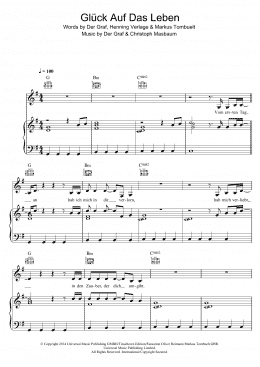 page one of Gluck Auf Das Leben (Piano, Vocal & Guitar Chords)