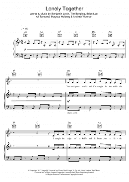 page one of Lonely Together (featuring Rita Ora) (Piano, Vocal & Guitar Chords)