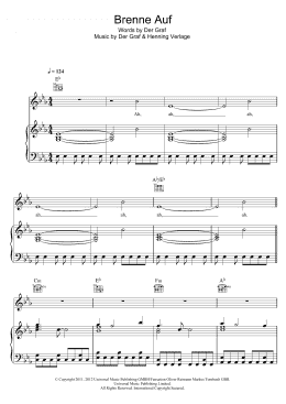 page one of Brenne Auf (Piano, Vocal & Guitar Chords)