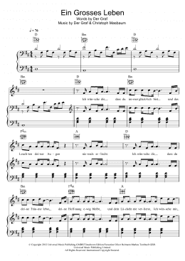 page one of Ein Grosses Leben (Piano, Vocal & Guitar Chords)