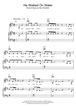 page one of He Walked On Water (Piano, Vocal & Guitar Chords)