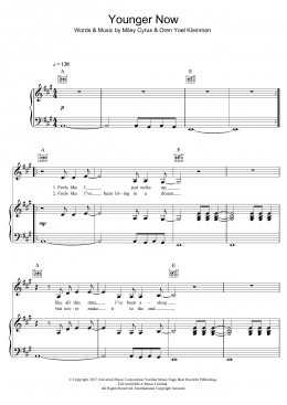 page one of Younger Now (Piano, Vocal & Guitar Chords)
