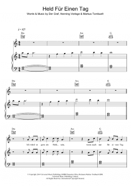 page one of Held Fur Einen Tag (Piano, Vocal & Guitar Chords)