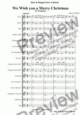 page one of We Wish you a Merry Christmas for wind band