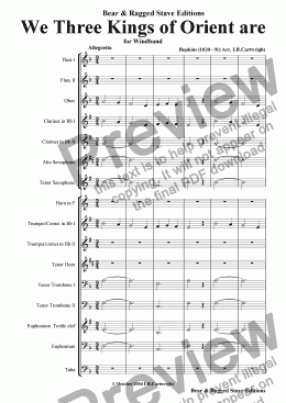 page one of We three kings of Orient are for wind band