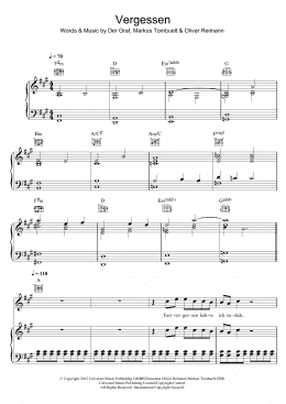 page one of Vergessen (Piano, Vocal & Guitar Chords)
