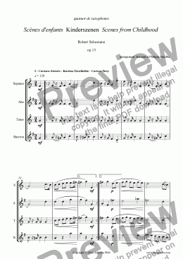 page one of Schumann - Kinderszenen #2 (Sax Quartet)