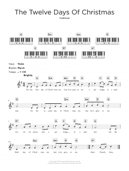 page one of The Twelve Days Of Christmas (Keyboard (Abridged))