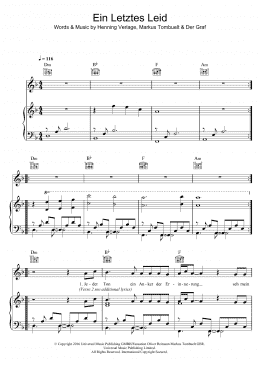 page one of Ein Letztes Lied (Piano, Vocal & Guitar Chords)