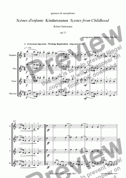 page one of Schumann - Kinderszenen #6 (Sax Quartet)