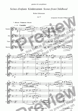 page one of Schumann - Kinderszenen #7 (Sax Quartet)