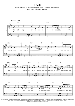 page one of Feels (feat. Pharrell Williams, Katy Perry & Big Sean) (Beginner Piano)